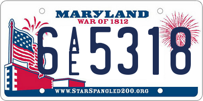 MD license plate 6AE5318