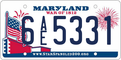 MD license plate 6AE5331