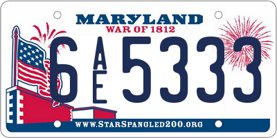 MD license plate 6AE5333