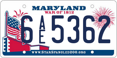 MD license plate 6AE5362