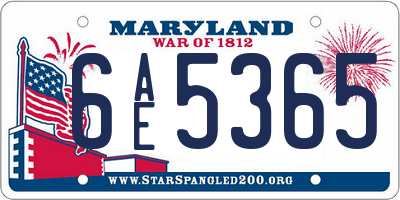 MD license plate 6AE5365