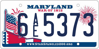 MD license plate 6AE5373