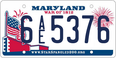 MD license plate 6AE5376