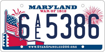 MD license plate 6AE5386