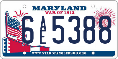 MD license plate 6AE5388