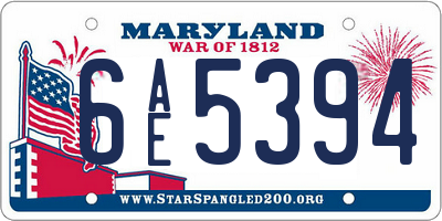 MD license plate 6AE5394