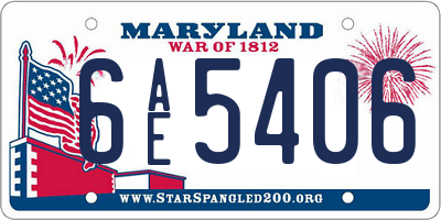 MD license plate 6AE5406