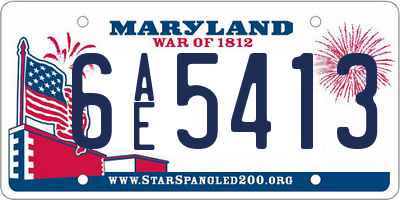 MD license plate 6AE5413