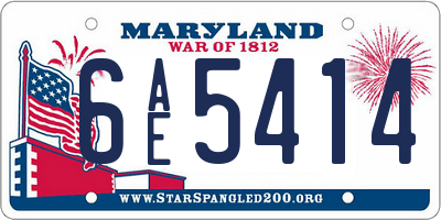 MD license plate 6AE5414