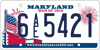 MD license plate 6AE5421