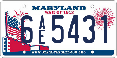 MD license plate 6AE5431