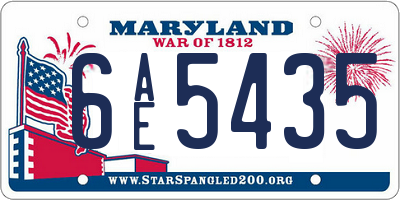 MD license plate 6AE5435