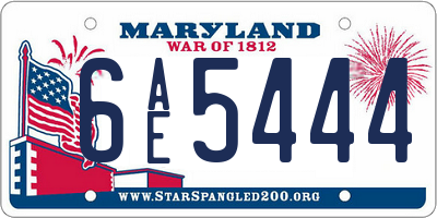 MD license plate 6AE5444