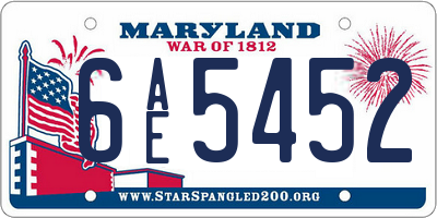 MD license plate 6AE5452