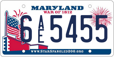 MD license plate 6AE5455