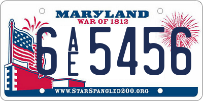 MD license plate 6AE5456