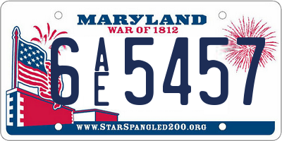 MD license plate 6AE5457