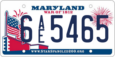 MD license plate 6AE5465