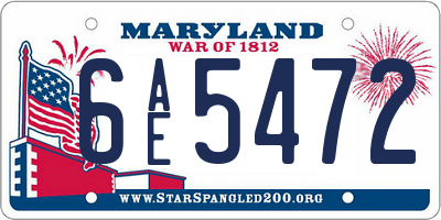MD license plate 6AE5472