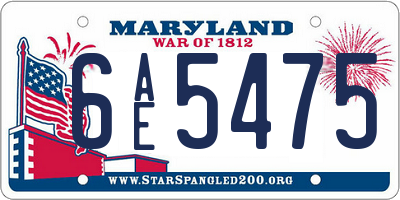 MD license plate 6AE5475