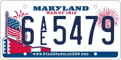 MD license plate 6AE5479