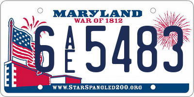 MD license plate 6AE5483