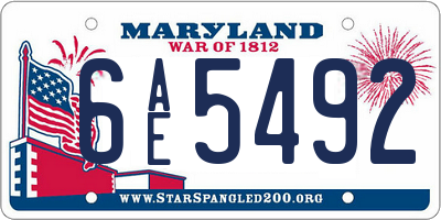 MD license plate 6AE5492