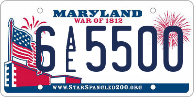 MD license plate 6AE5500
