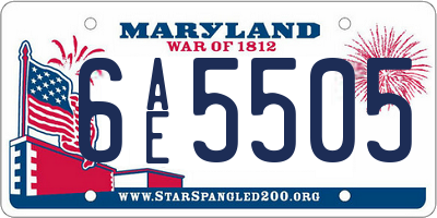 MD license plate 6AE5505