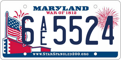MD license plate 6AE5524