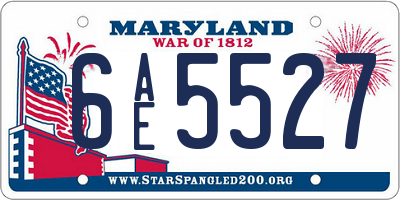 MD license plate 6AE5527