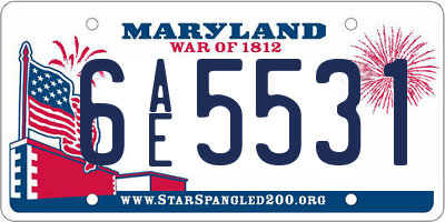 MD license plate 6AE5531