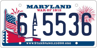 MD license plate 6AE5536