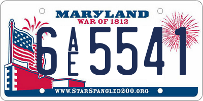 MD license plate 6AE5541