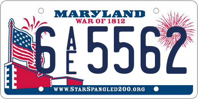 MD license plate 6AE5562