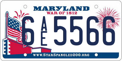 MD license plate 6AE5566