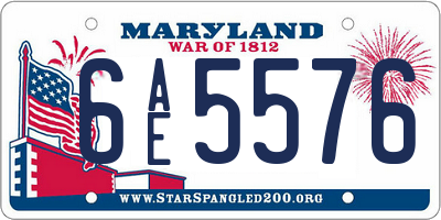 MD license plate 6AE5576