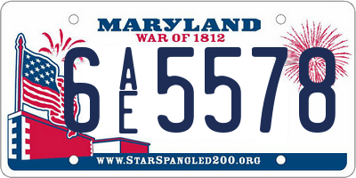 MD license plate 6AE5578