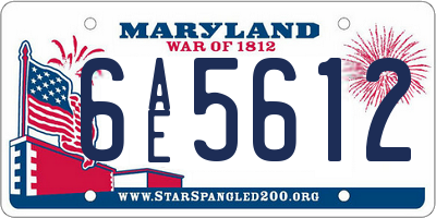 MD license plate 6AE5612