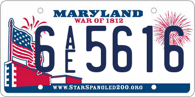 MD license plate 6AE5616