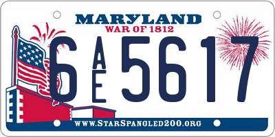 MD license plate 6AE5617