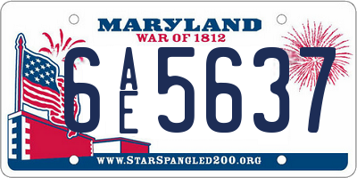 MD license plate 6AE5637