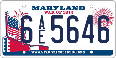 MD license plate 6AE5646