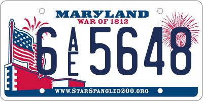 MD license plate 6AE5648