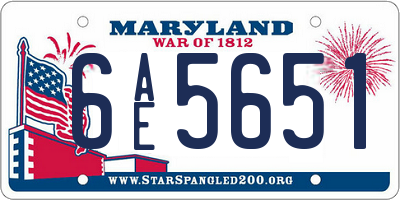 MD license plate 6AE5651