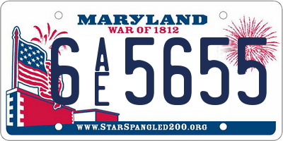 MD license plate 6AE5655