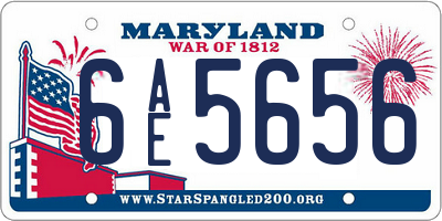 MD license plate 6AE5656