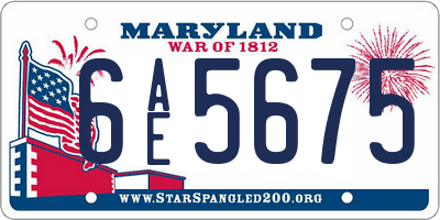 MD license plate 6AE5675