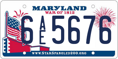 MD license plate 6AE5676