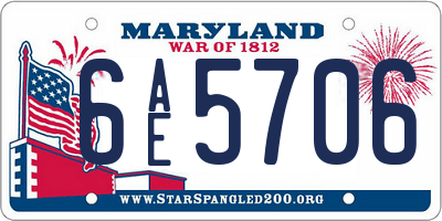 MD license plate 6AE5706